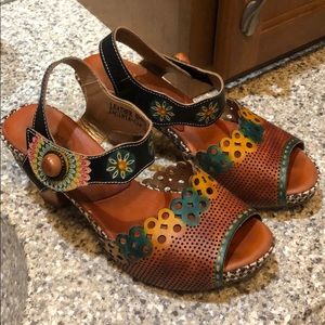 Spring Step Multicolor Leather Sandals